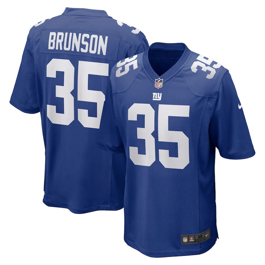 Men New York Giants #35 TJ Brunson Nike Royal Game NFL Jersey->new york giants->NFL Jersey